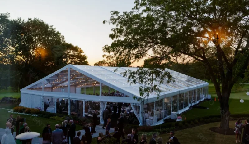 Night view of clear roof tent