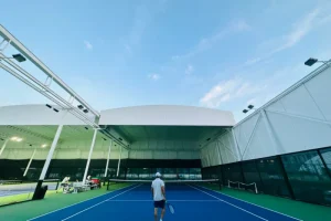 electric push-pull tent for outdoor tennis court